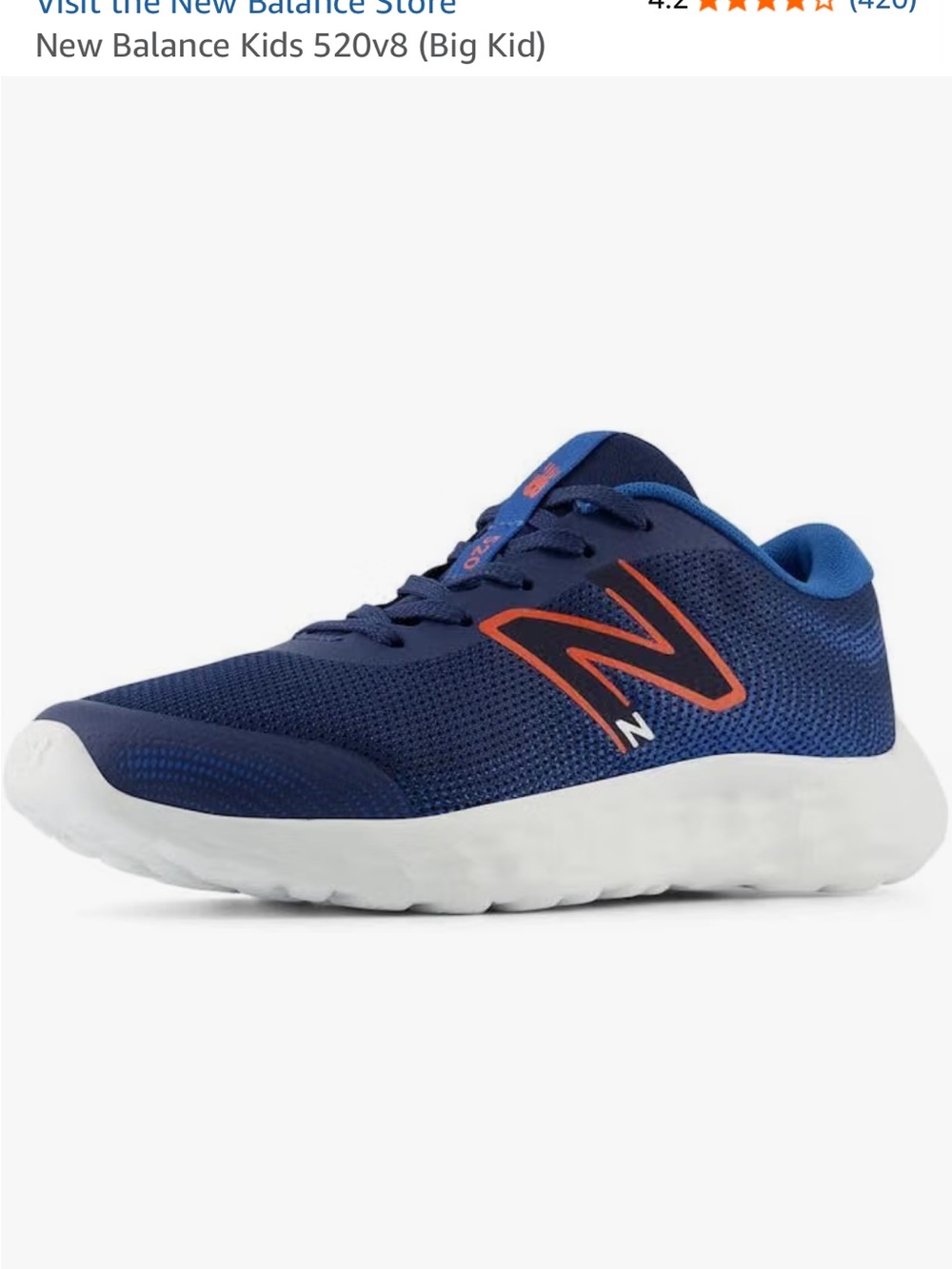 New Balance Kids Navy and Orange Athletic Sneaker